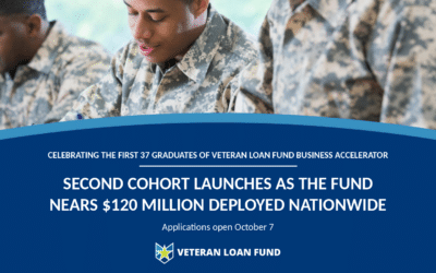 Veterans in uniform taking notes: Celebrating the first 37 graduates of the Veteran Loan Fund Business Accelerator. Second cohort launches as the fund nears $120 million deployed nationwide.